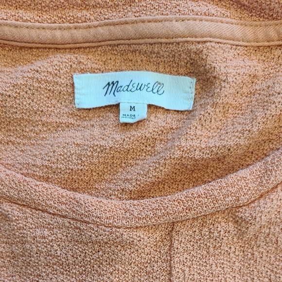 MADEWELL Front Tie Knit Shirt, Womens M, Sunset Orange - Picture 2 of 3
